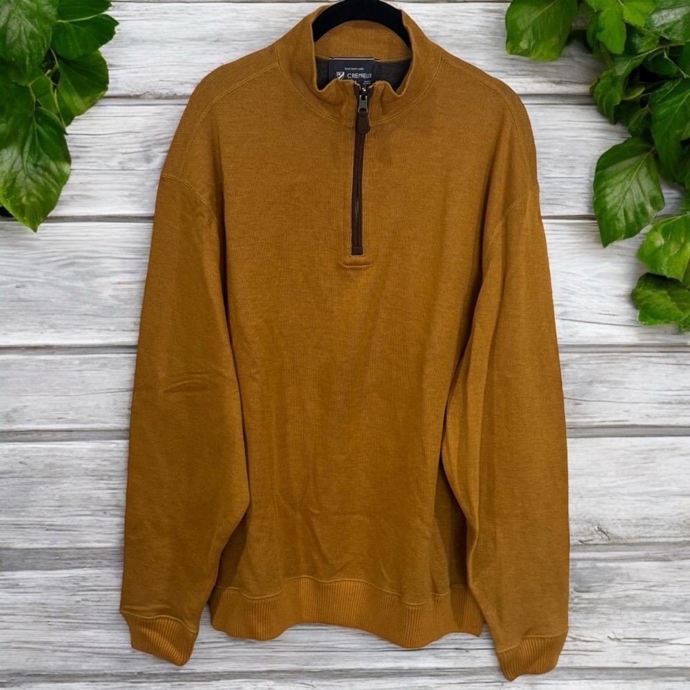 NWOT Daniel Cremieux Mustard and Brown Elbow Patch Quarter Zip‎ Sweater Men's XL